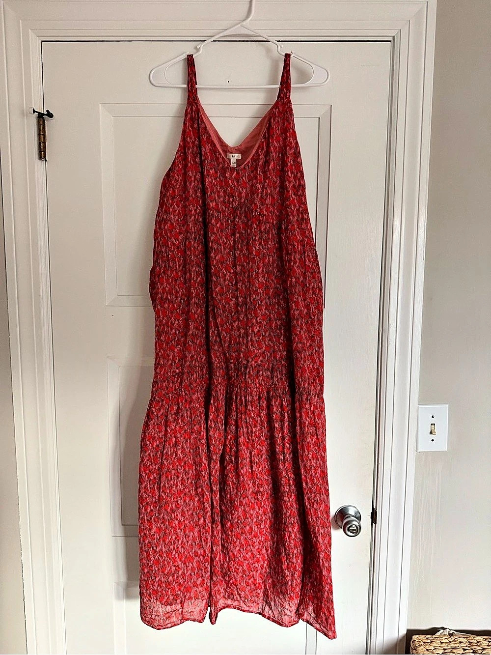 Joie Tea Rose Tiered Maxi Dress Red & Black XL